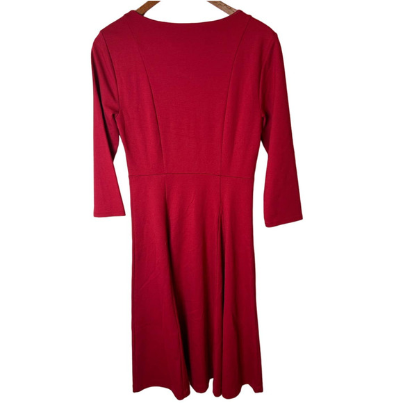 Maeve by Anthropologie Jocelyn Midi Dress Fit & Flare Wine‎ Size Small - Picture 6 of 7